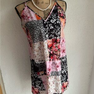 insane multicolored Floral Patchwork Dress with adjustable straps!